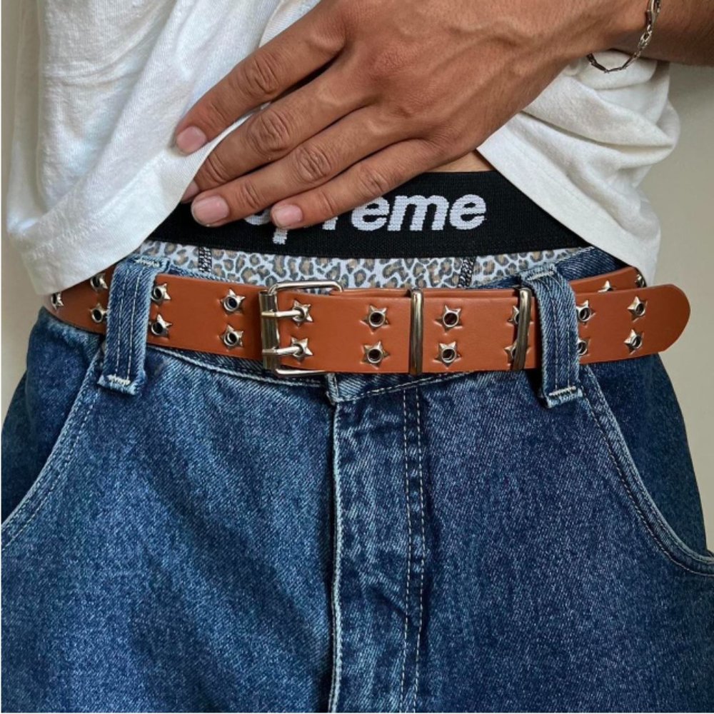 Y2K 2000s vintage style silver star studded goth emo belt